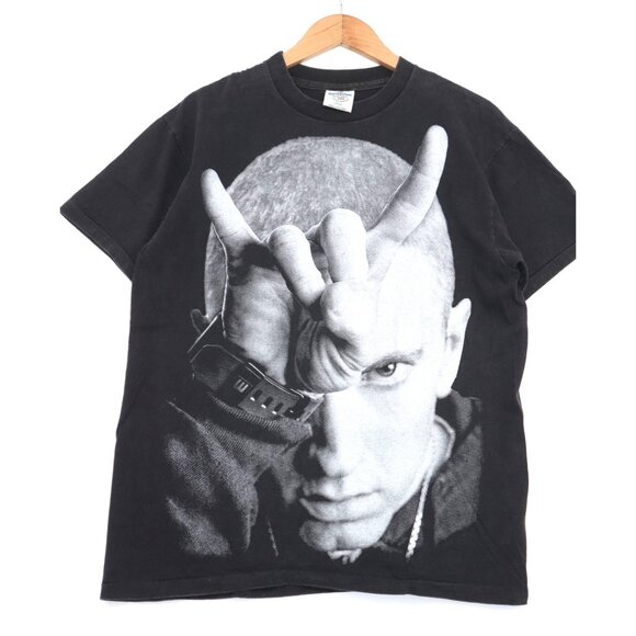 Eminem Graphic Bootleg Tee Black 100% Cotton Large Vintage Style 1980 Oldschool - Picture 2 of 12